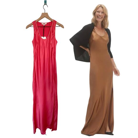 NakedCashmere Silk Maxi tank dress pink Small - Picture 1 of 6
